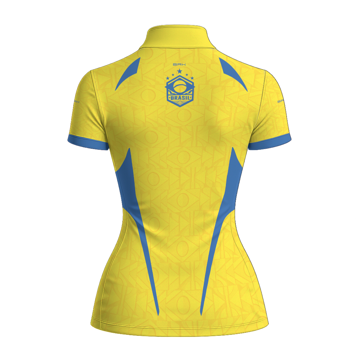 Camiseta Brk Feminina Aqui é o Brasil Bandeira Geométrica Amarela com Proteção UV50