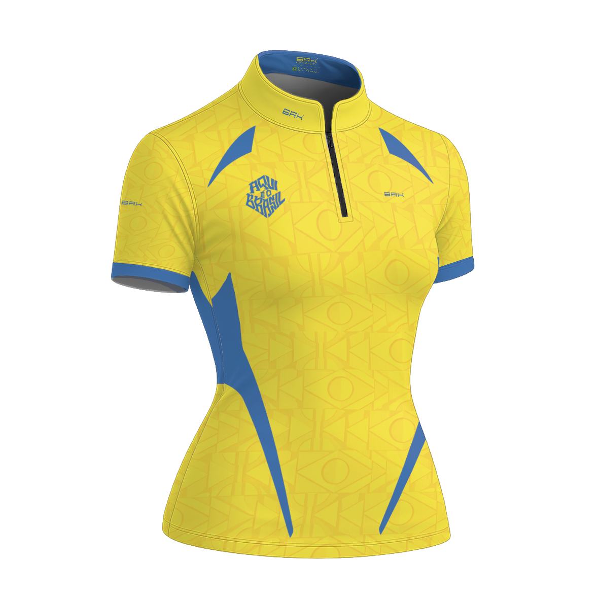 Camiseta Brk Feminina Aqui é o Brasil Bandeira Geométrica Amarela com Proteção UV50