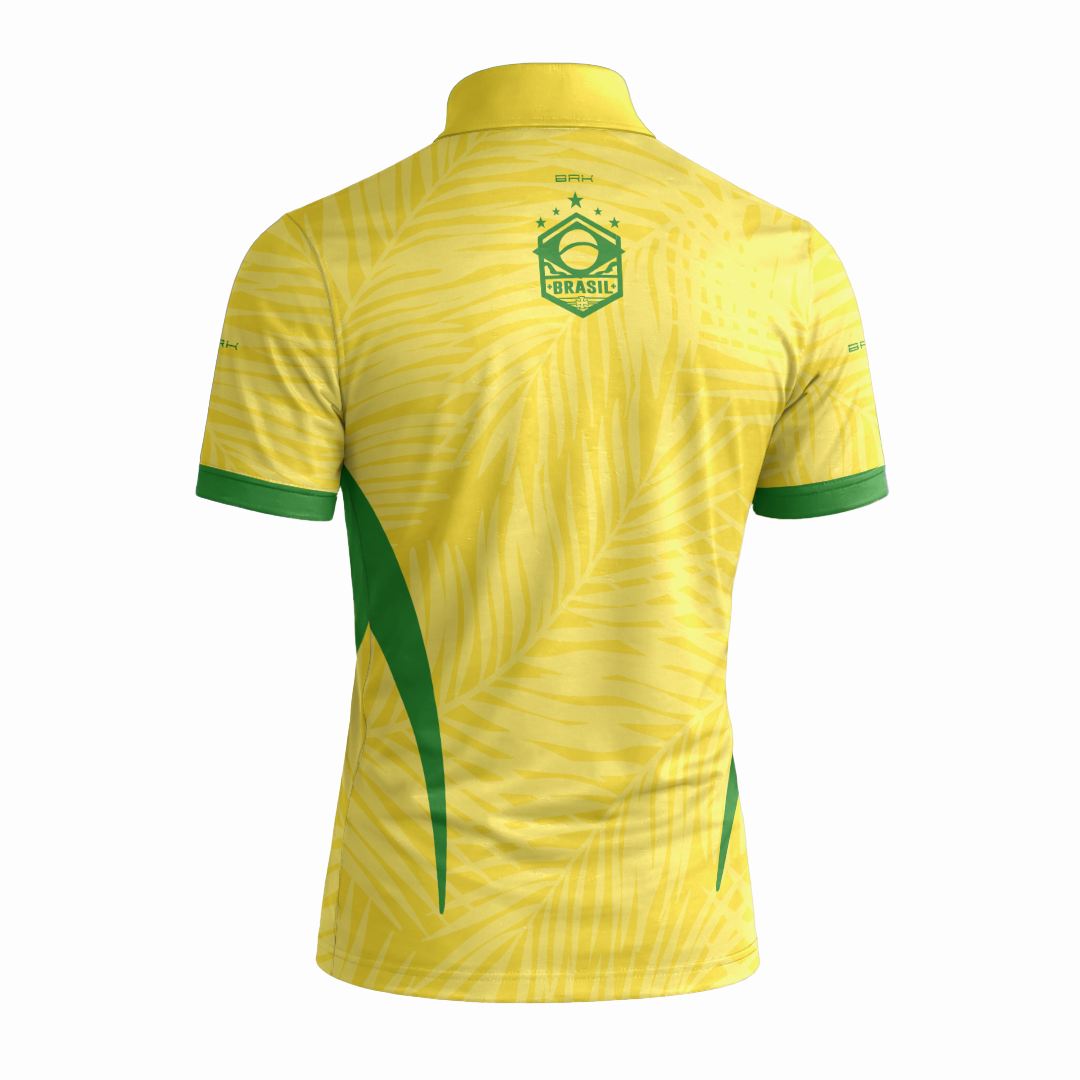 Camiseta Brk Aqui é o Brasil Tropical Amarela com Proteção UV50