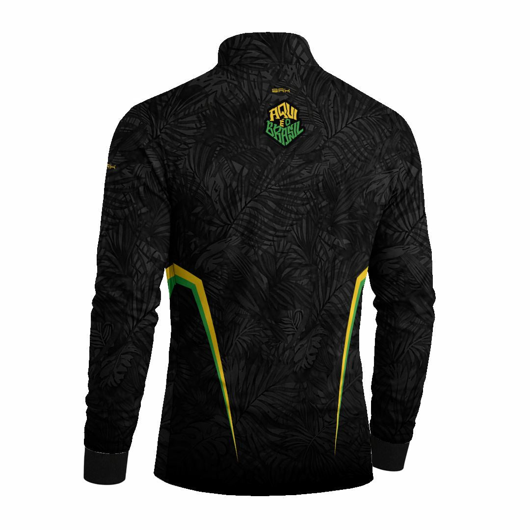Camisa Brk Aqui é o Brasil Folhagem Preta com Proteção UV50