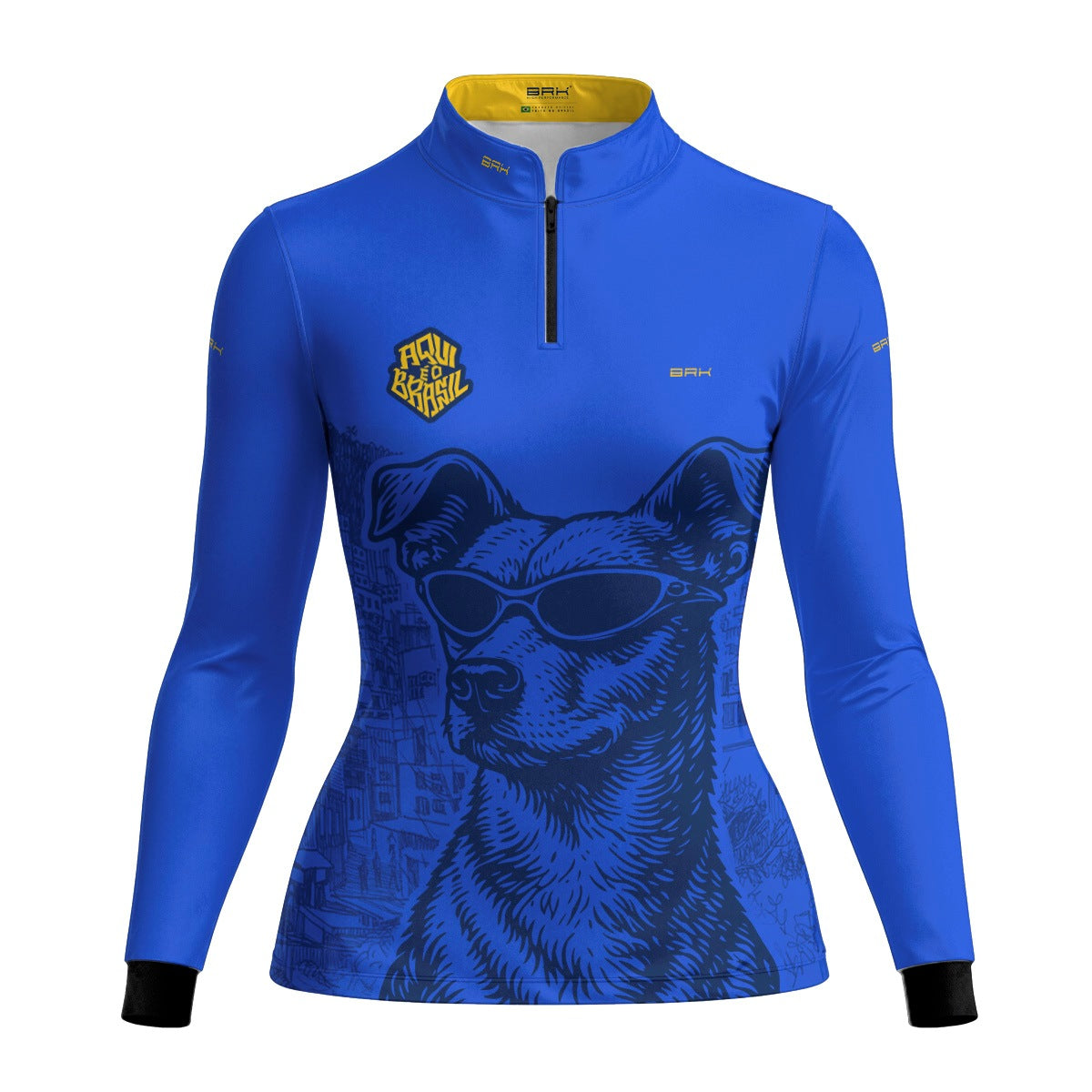 Camisa Brk Feminina Aqui é o Brasil Caramelo de Óculos Azul com Proteção Solar UV50+