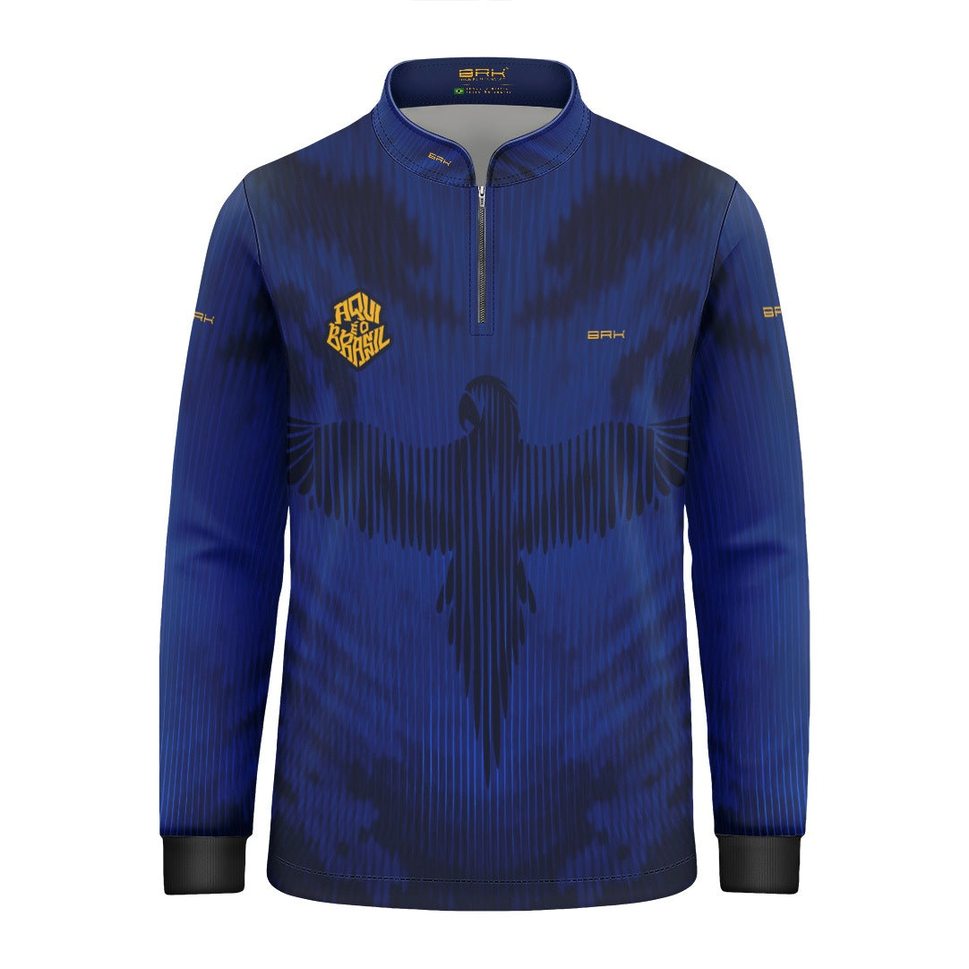Camisa Brk Infantil Aqui é o Brasil Arara Azul com Proteção UV50