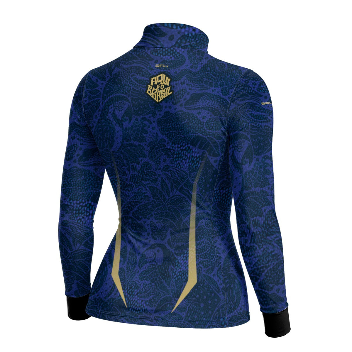 Camisa Brk Feminina Aqui é o Brasil Folhagem Sutil Azul Royal com Proteção UV50