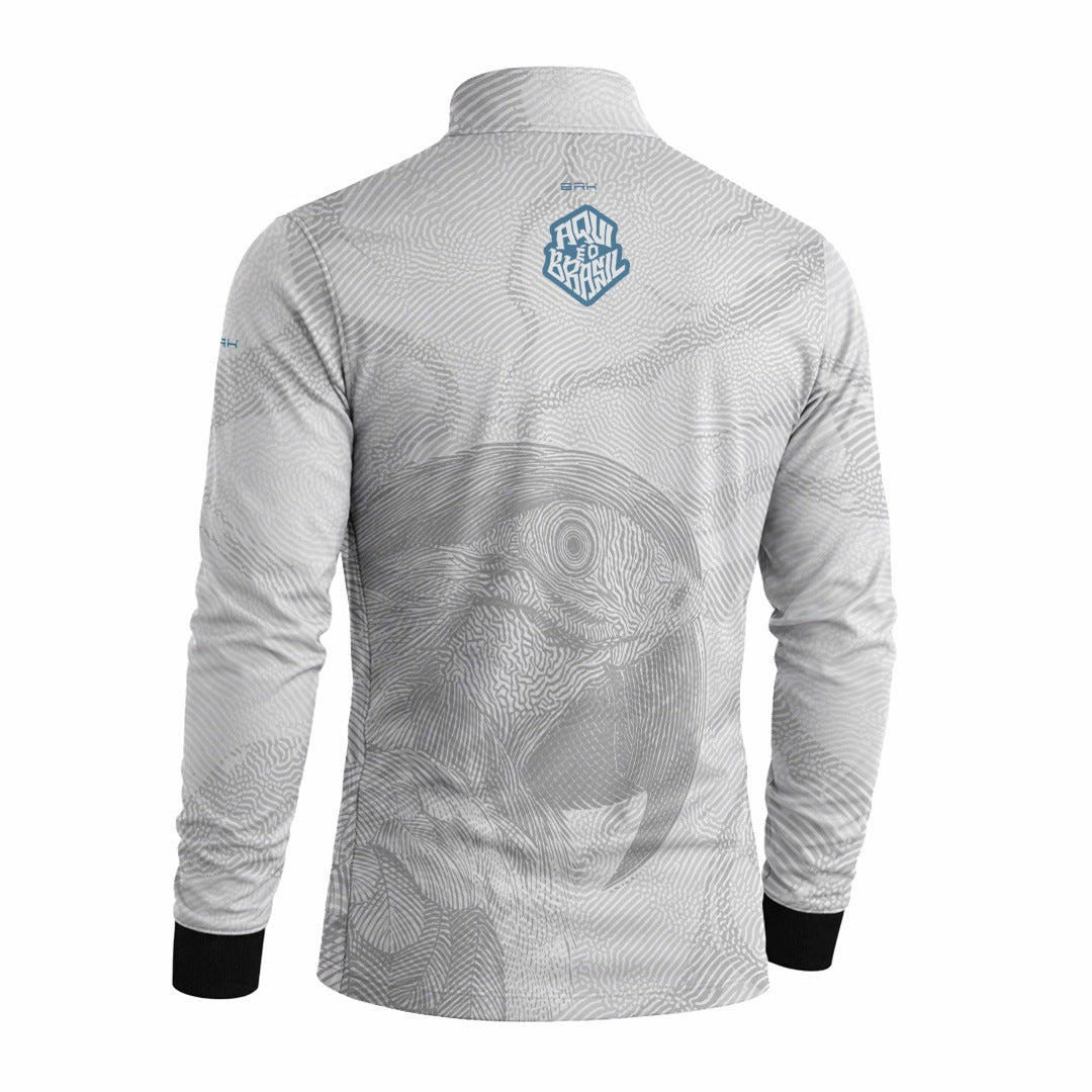 Camisa Brk Aqui é o Brasil Arara Sombreada Branca com Proteção UV50