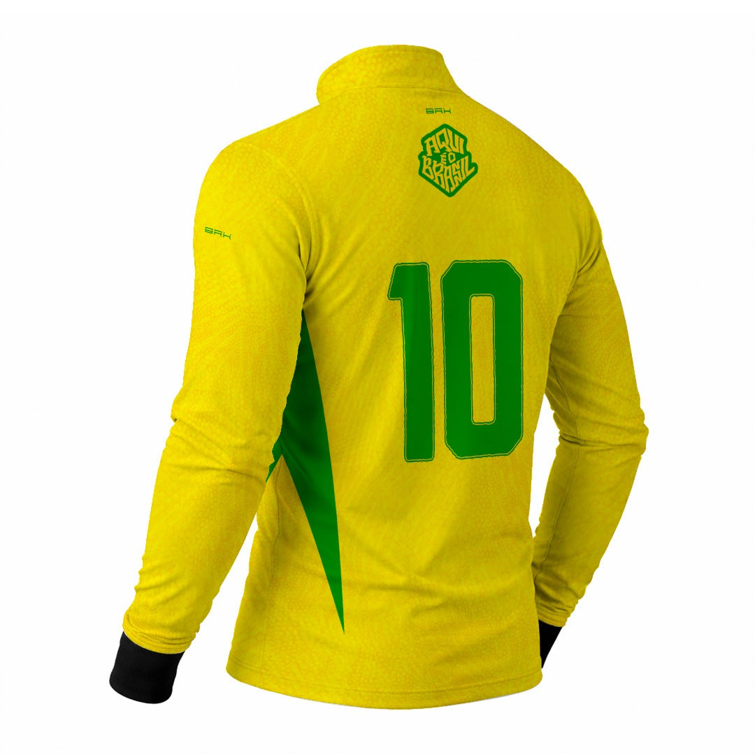 Camisa Brk Aqui é o Brasil Clássica 10 Amarela com Proteção UV50