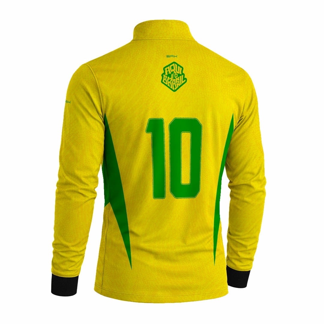 Camisa Brk Aqui é o Brasil Clássica 10 Amarela com Proteção UV50