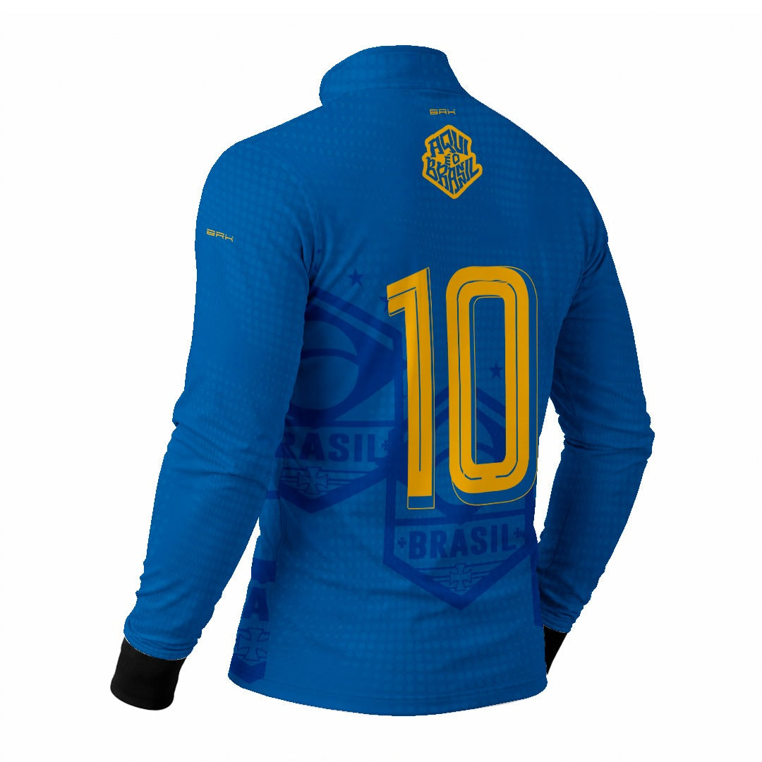 Camisa Brk Aqui é o Brasil Escudo 10 Azul Royal com Proteção UV50