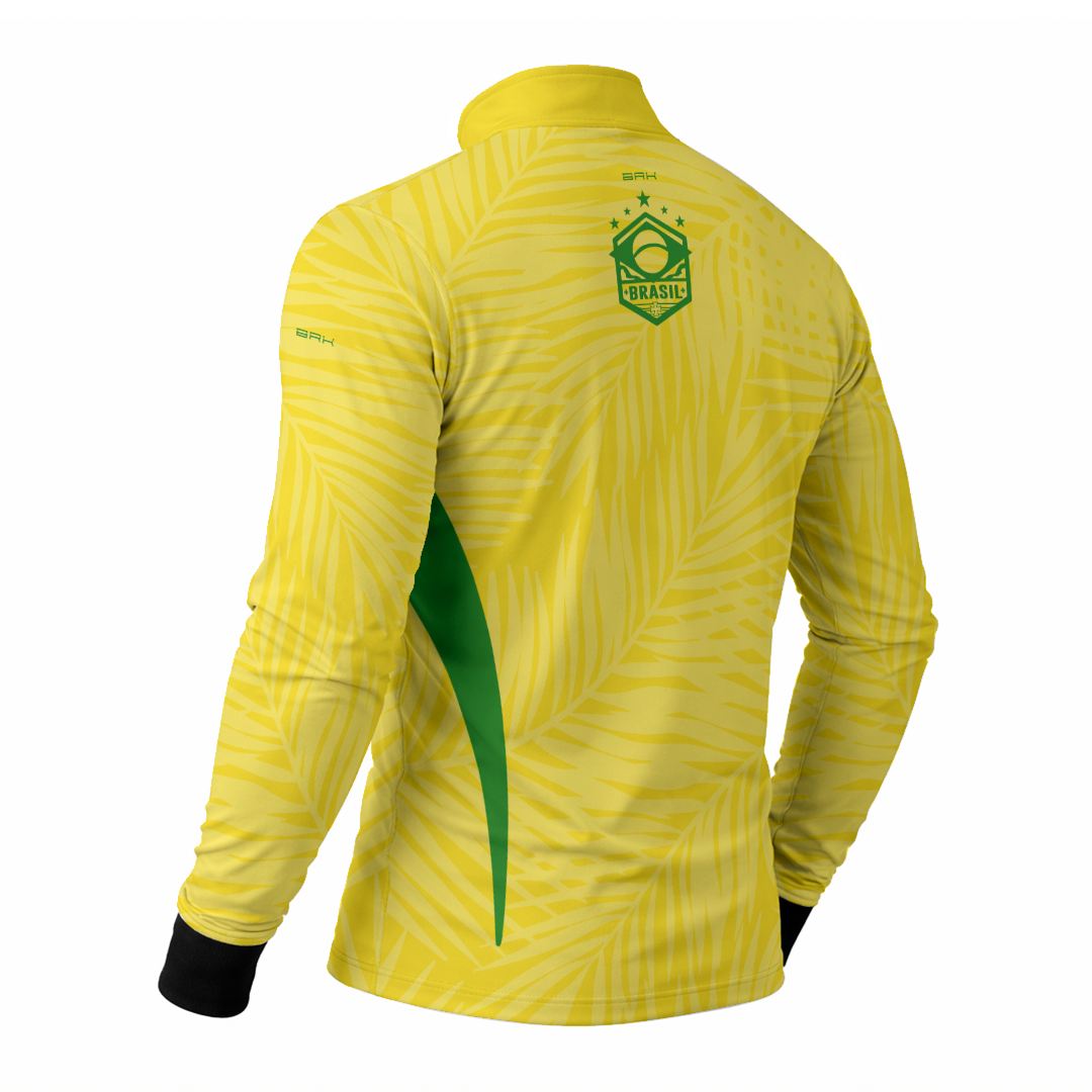 Camisa Brk Aqui é o Brasil Tropical Amarela com Proteção UV50