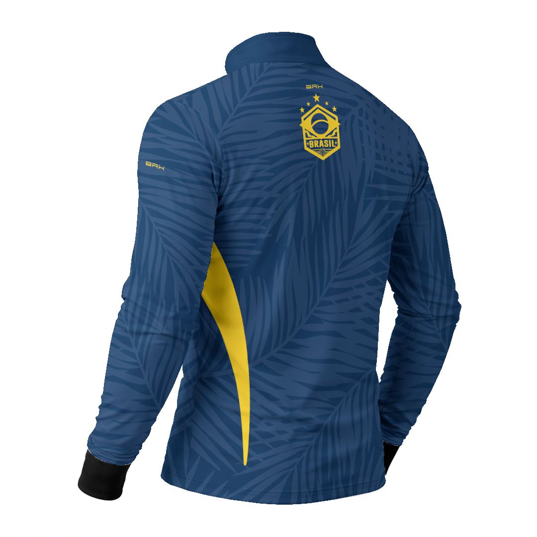 Camisa Brk Aqui é o Brasil Tropical Azul Marinho com Proteção UV50