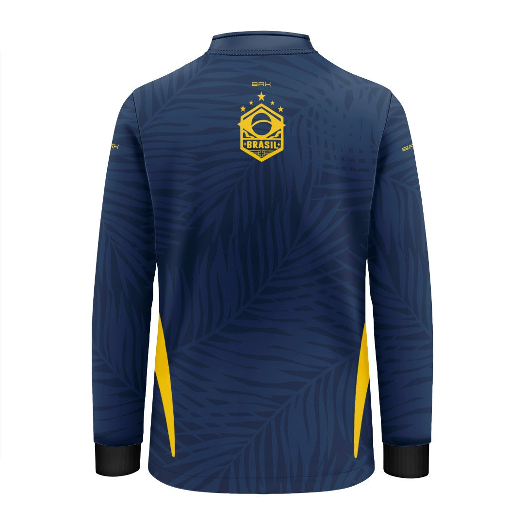 Camisa Brk Infantil Aqui é o Brasil Tropical Azul Marinho com Proteção UV50