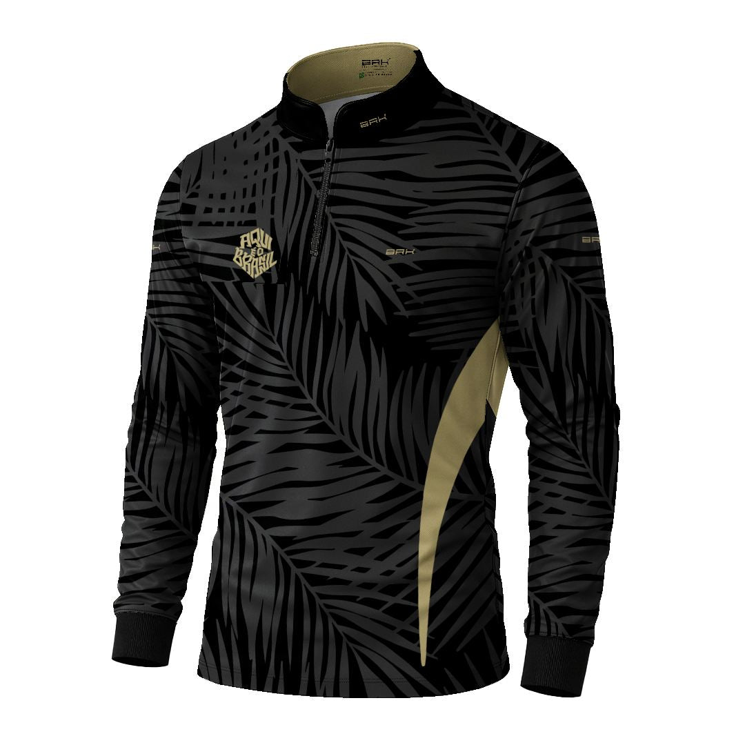 Camisa Brk Aqui é o Brasil Tropical Preta com Proteção UV50