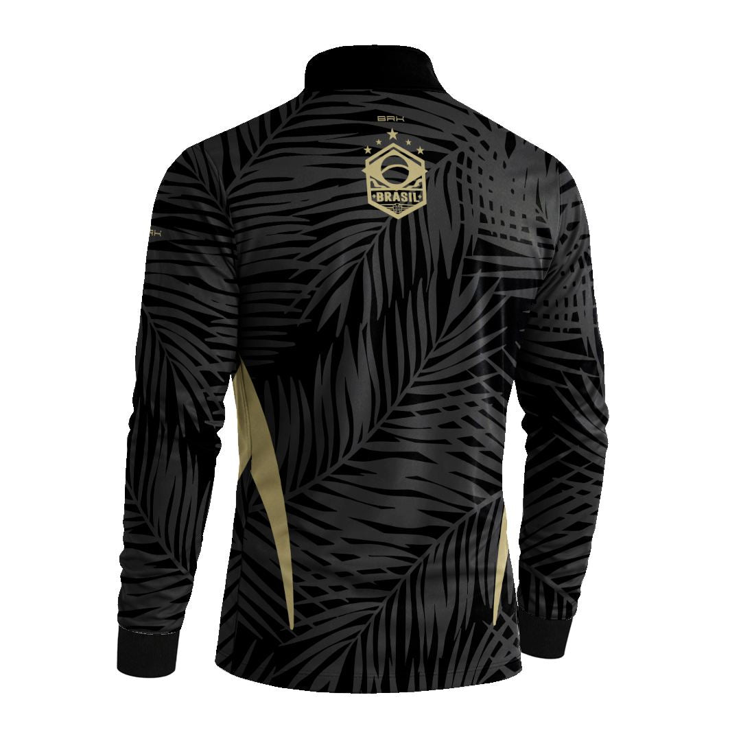 Camisa Brk Aqui é o Brasil Tropical Preta com Proteção UV50