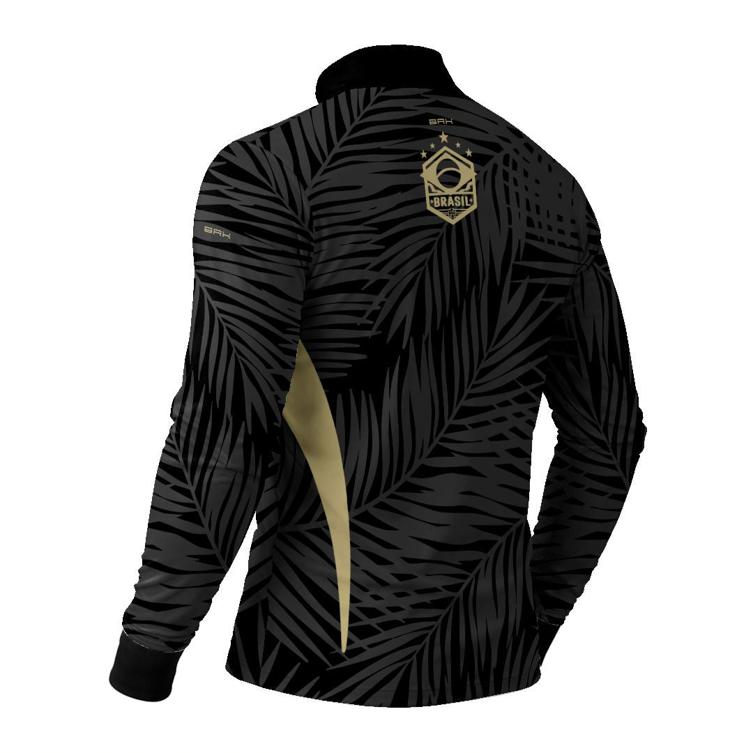Camisa Brk Aqui é o Brasil Tropical Preta com Proteção UV50
