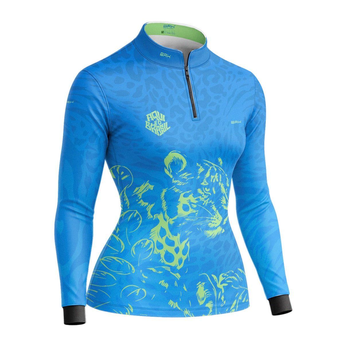 Camisa Brk Feminina Aqui é o Brasil Onça Sombreada Azul com Proteção UV50