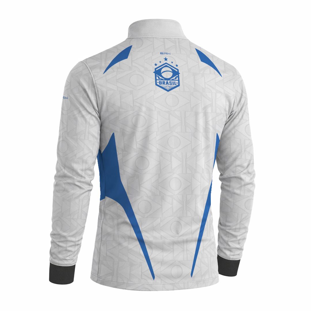 Camisa Brk Aqui é o Brasil Bandeira Geométrica Branca com Proteção UV50