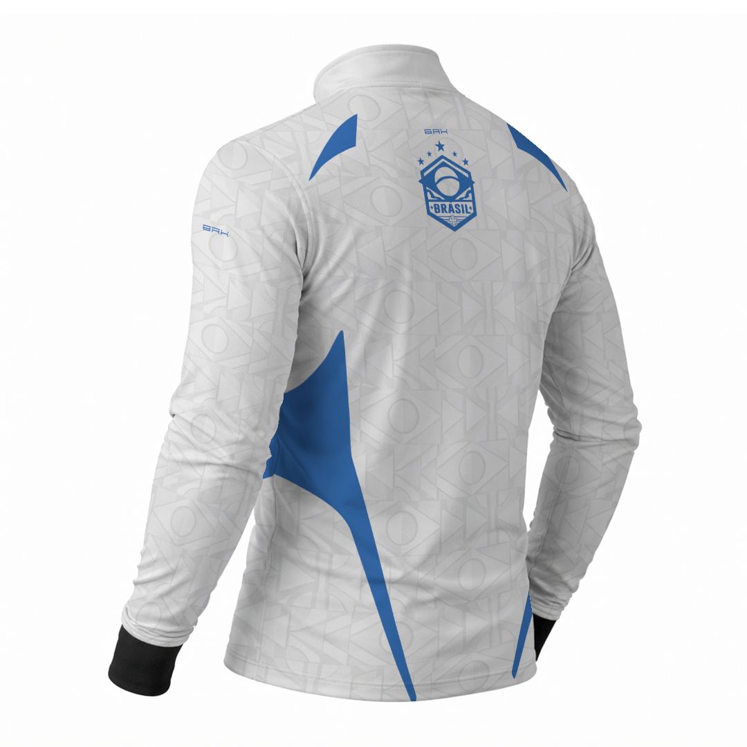 Camisa Brk Aqui é o Brasil Bandeira Geométrica Branca com Proteção UV50