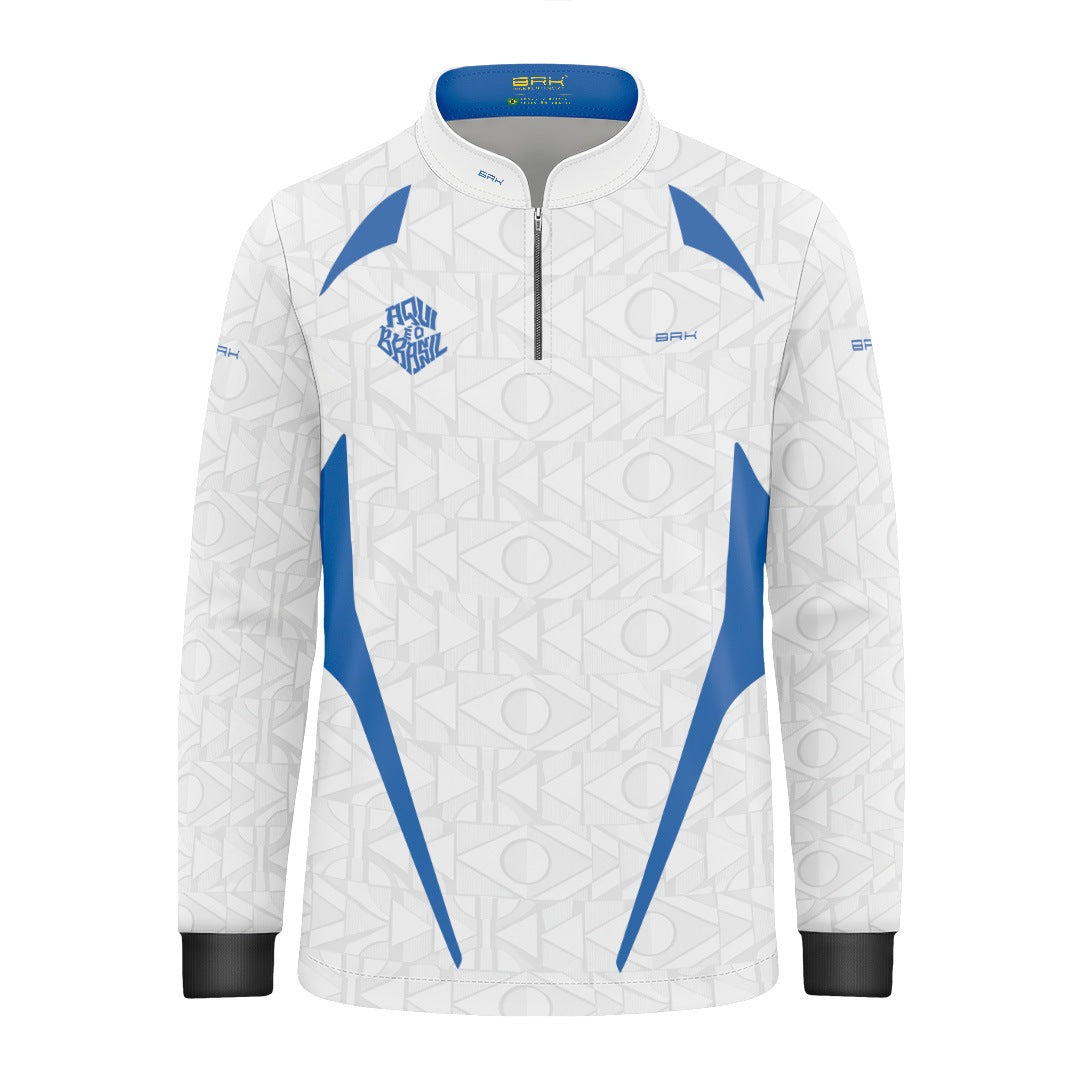 Camisa Brk Infantil Aqui é o Brasil Bandeira Geométrica Branca com Proteção UV50