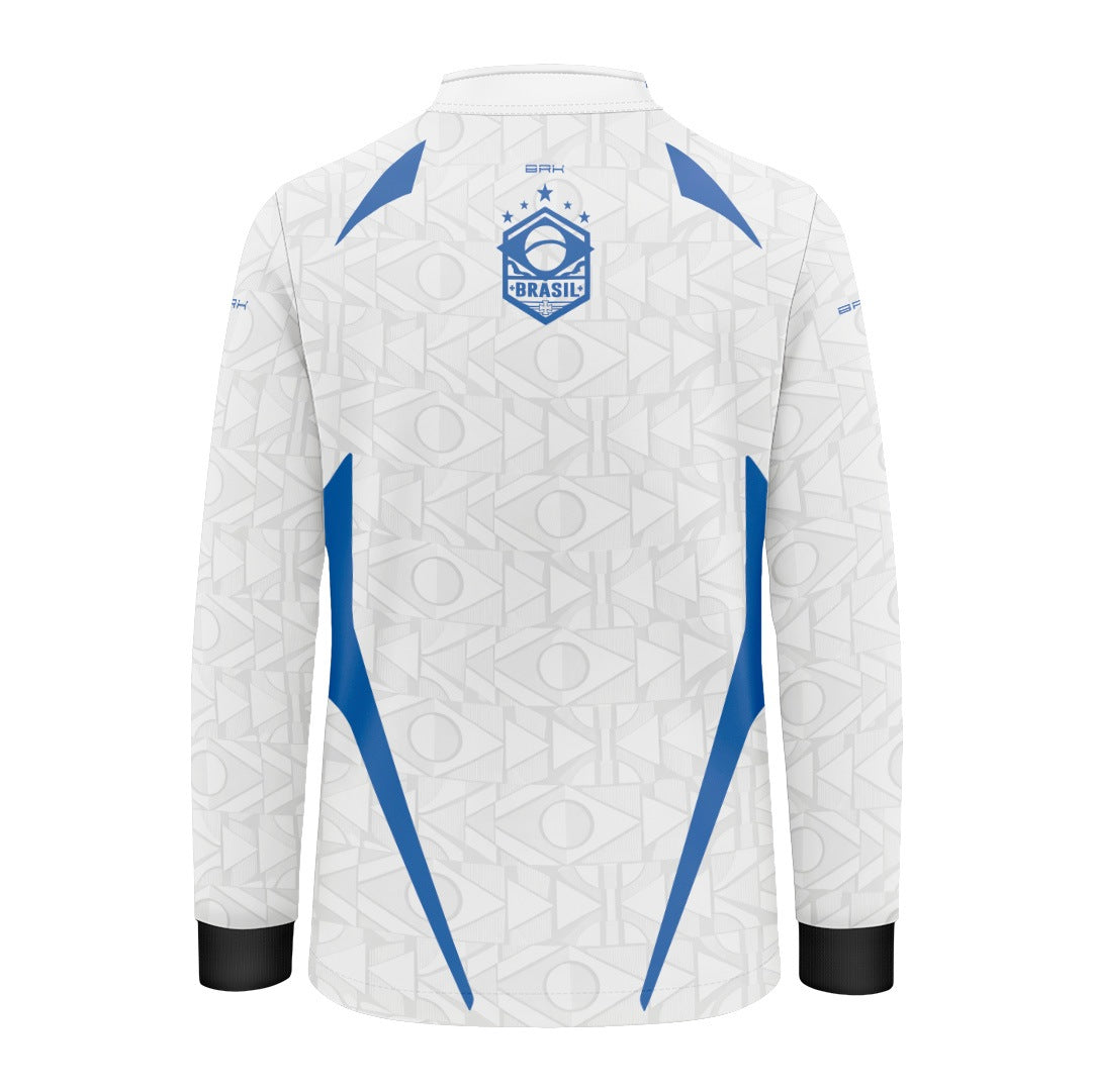 Camisa Brk Infantil Aqui é o Brasil Bandeira Geométrica Branca com Proteção UV50