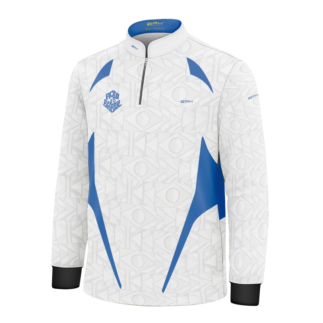 Camisa Brk Infantil Aqui é o Brasil Bandeira Geométrica Branca com Proteção UV50