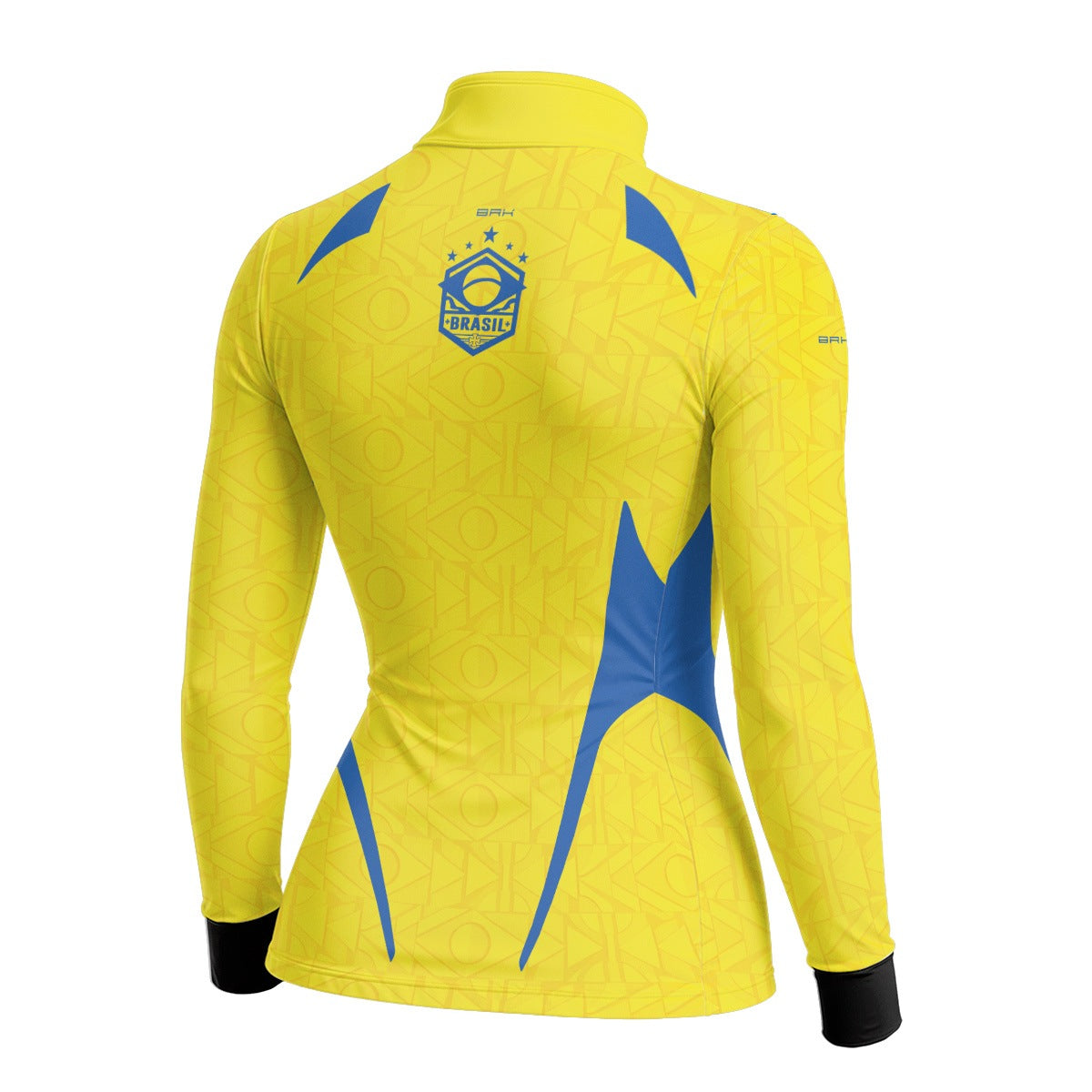 Camisa Brk Feminina Aqui é o Brasil Bandeira Geométrica Amarela com Proteção UV50
