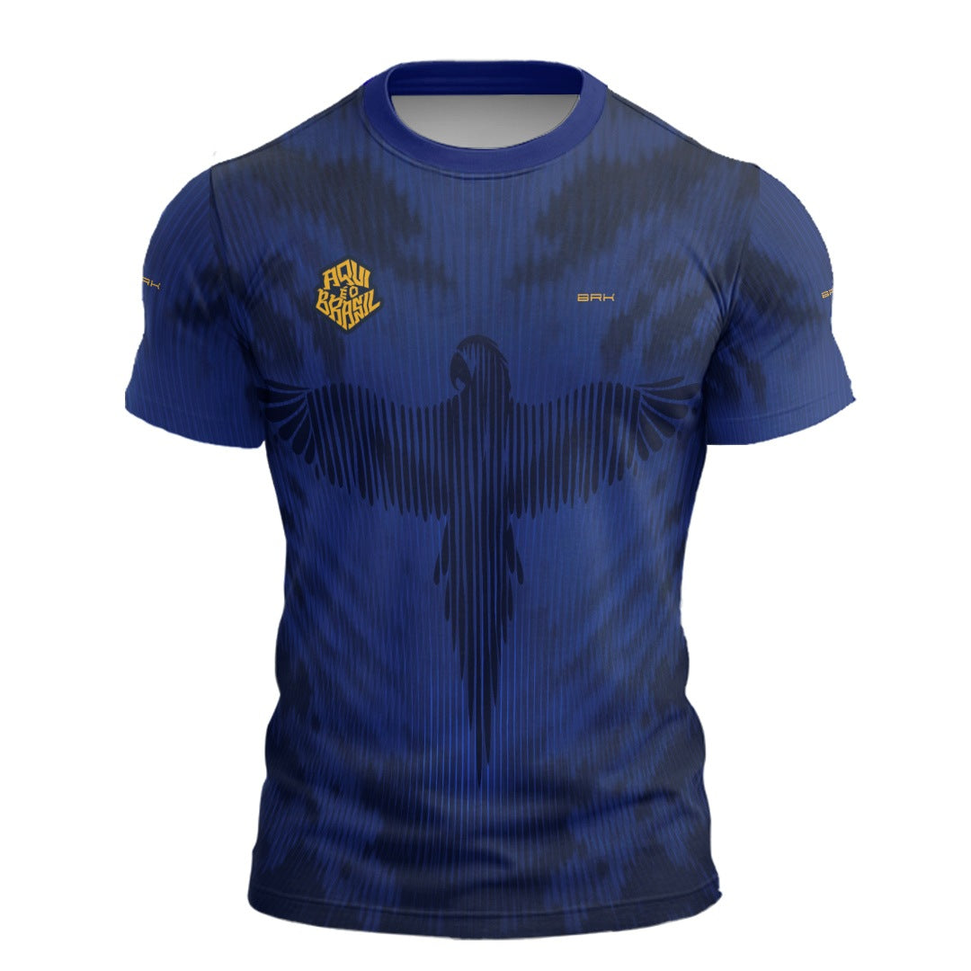 Camisa Casual Brk Aqui é o Brasil Arara Azul com Proteção UV50