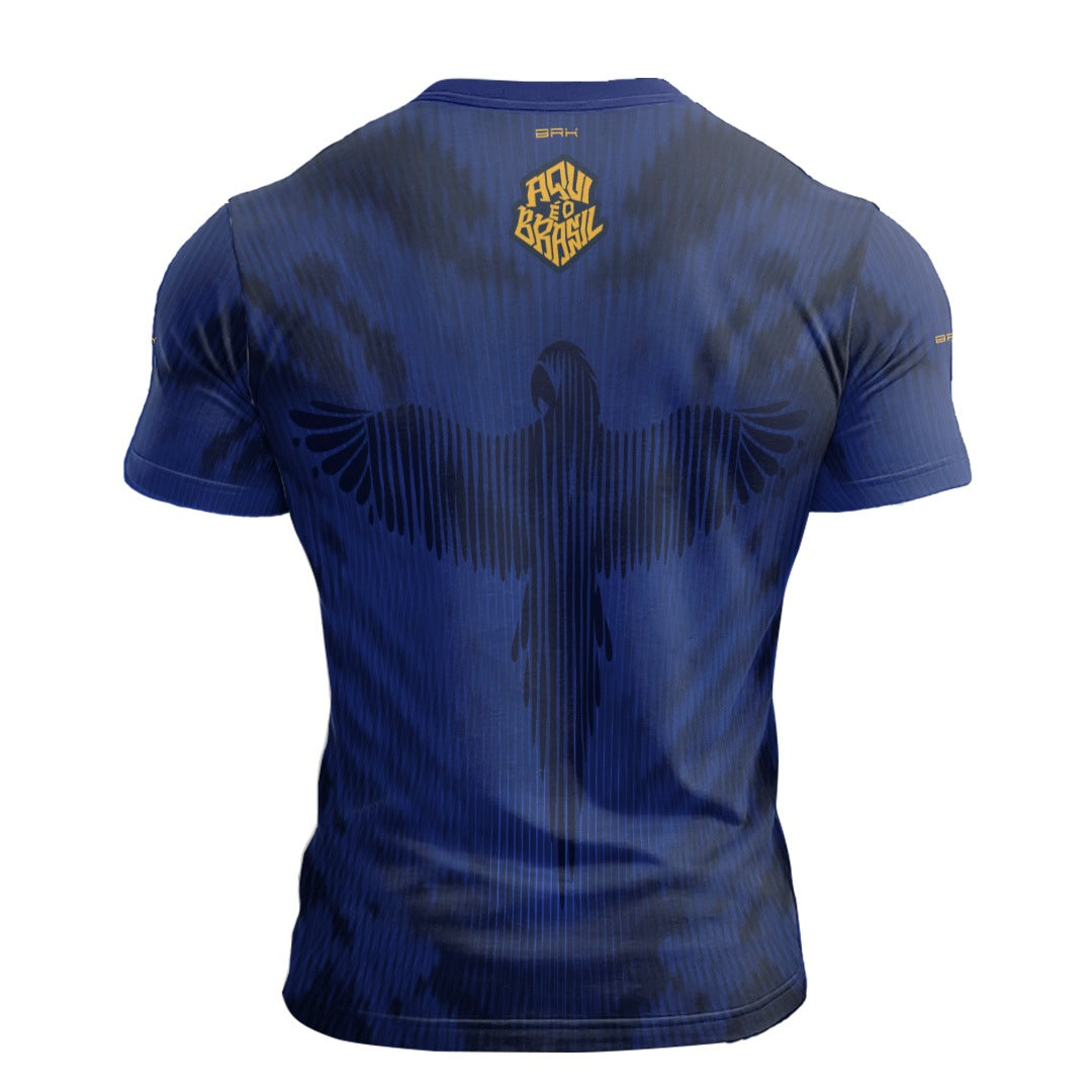 Camisa Casual Brk Aqui é o Brasil Arara Azul com Proteção UV50