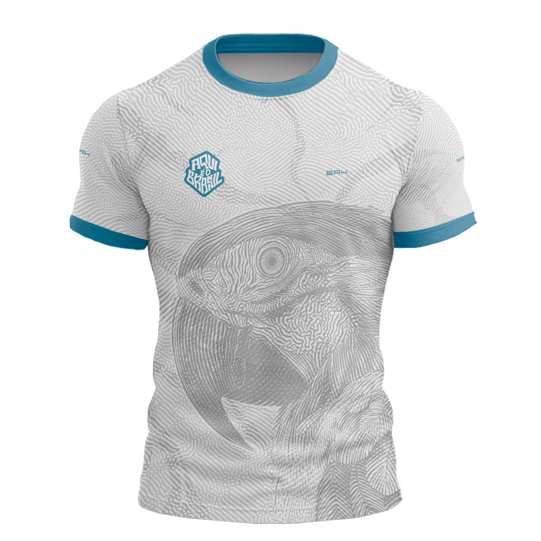 Camisa Casual Brk Aqui é o Brasil Arara Sombreada Branca com Proteção UV50