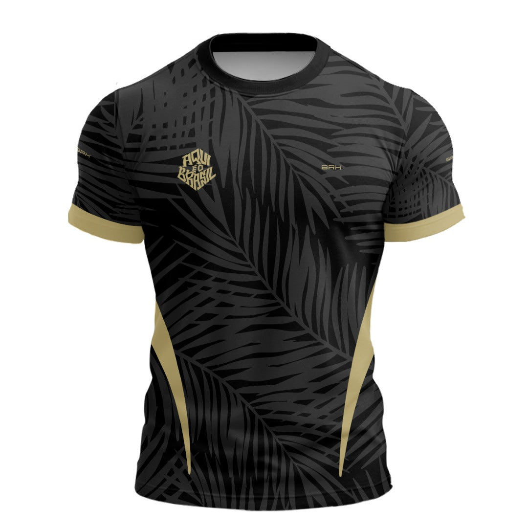 Camisa Casual Brk Aqui é o Brasil Tropical Preta com Proteção UV50