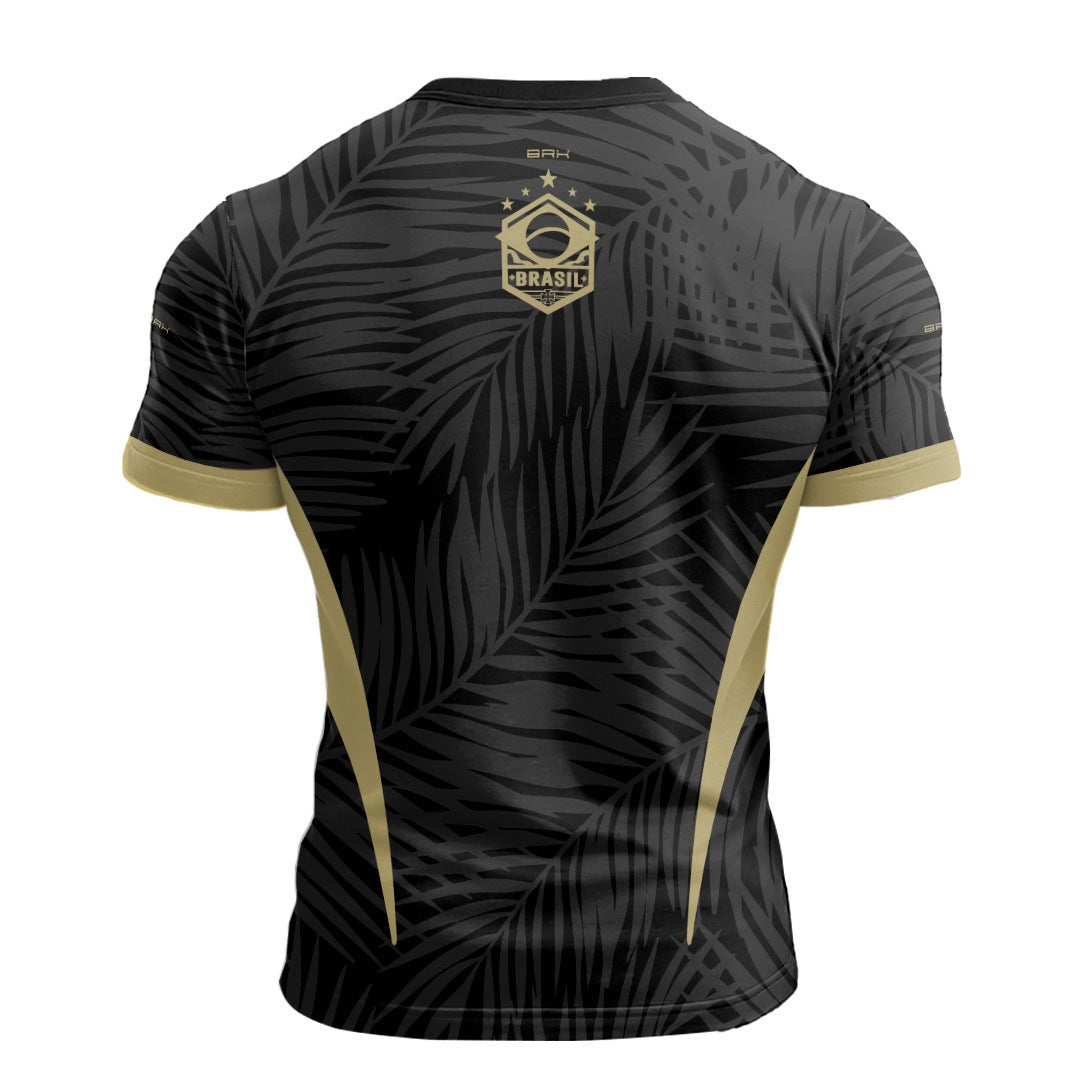 Camisa Casual Brk Aqui é o Brasil Tropical Preta com Proteção UV50