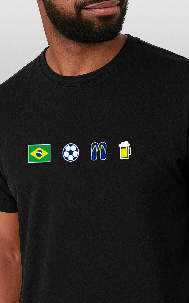 Camiseta Básica de Algodão Brk Aqui é o Brasil Ícones