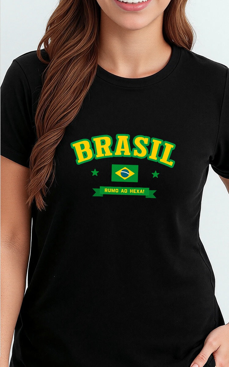 Camiseta Básica de Algodão Brk Rumo ao Hexa