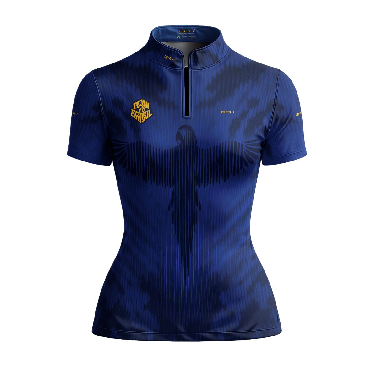 Camiseta Brk Feminina Aqui é o Brasil Arara Azul com Proteção UV50