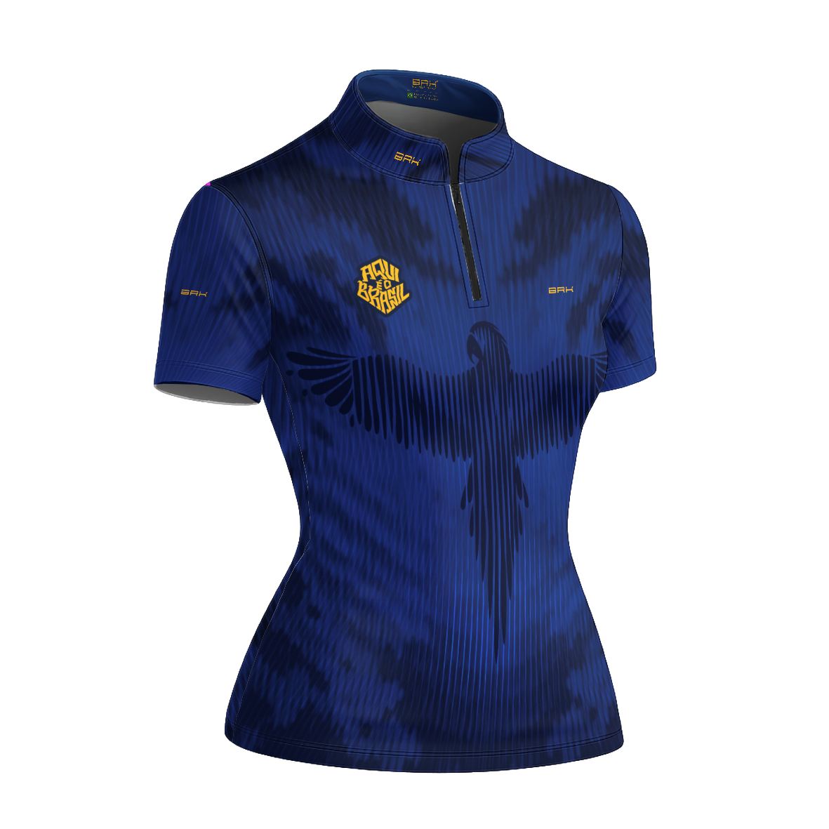 Camiseta Brk Feminina Aqui é o Brasil Arara Azul com Proteção UV50