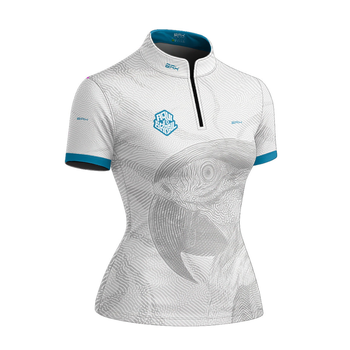 Camiseta Brk Feminina Aqui é o Brasil Arara Sombreada Branca com Proteção UV50