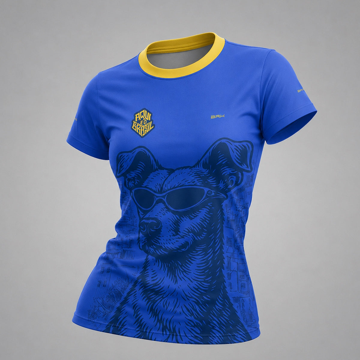 Camisa Casual Feminina Brk Aqui é o Brasil Caramelo de Óculos Azul com Proteção Solar UV50+