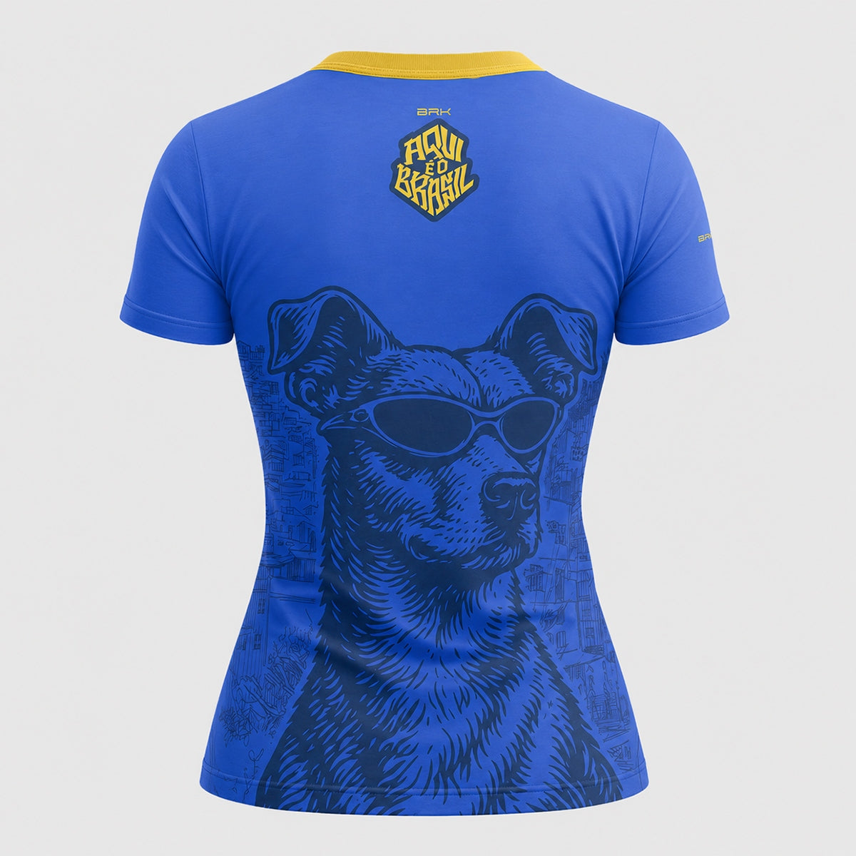 Camisa Casual Feminina Brk Aqui é o Brasil Caramelo de Óculos Azul com Proteção Solar UV50+