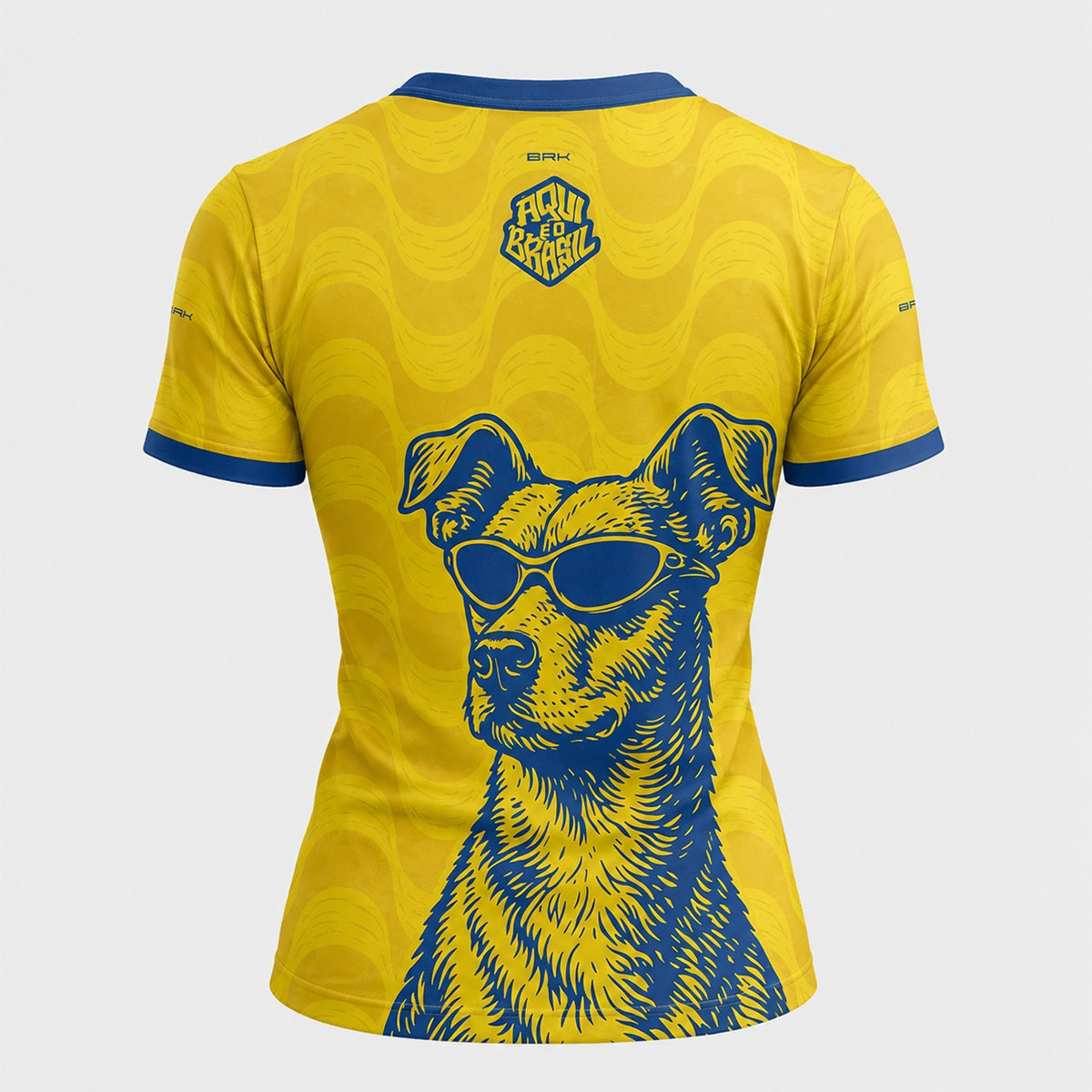 Camisa Casual Feminina Brk Aqui é o Brasil Caramelo de Óculos Amarelo com Proteção Solar UV50+