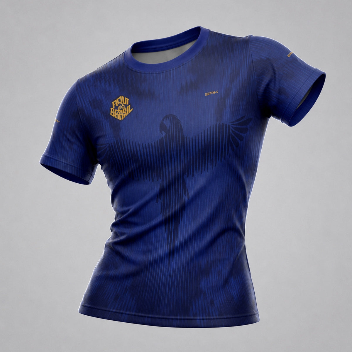 Camisa Casual Feminina Brk Aqui é o Brasil Arara Azul com Proteção Solar UV50+