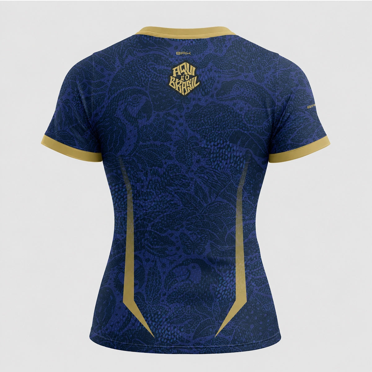 Camisa Casual Feminina Brk Aqui é o Brasil Folhagem Sutil Azul Royal com Proteção Solar UV50+