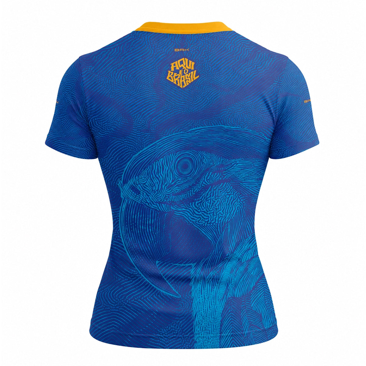 Camisa Casual Feminina Brk Aqui é o Brasil Arara Sombreada Azul Royal com Proteção Solar UV50+