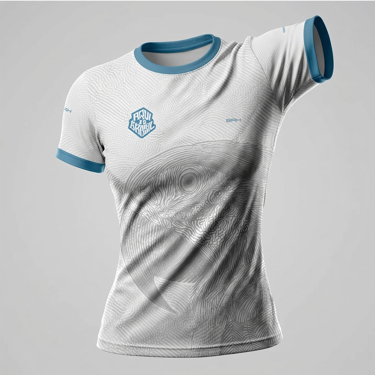Camisa Casual Feminina Brk Aqui é o Brasil Arara Sombreada Branca com Proteção Solar UV50+