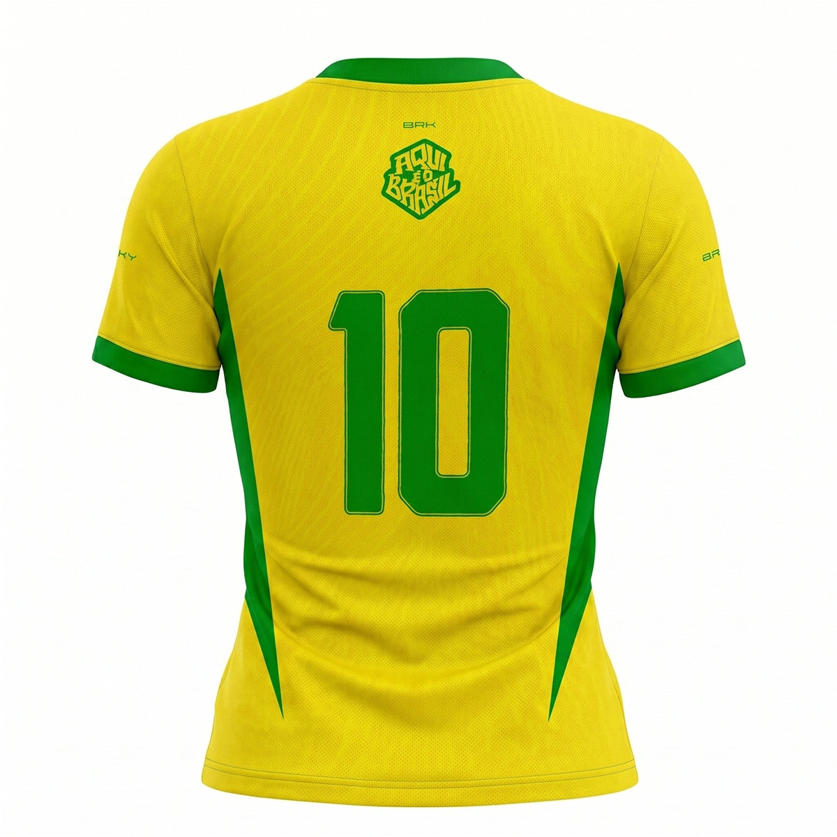 Camisa Casual Feminina Brk Aqui é o Brasil Clássica 10 Amarela com Proteção Solar UV50+