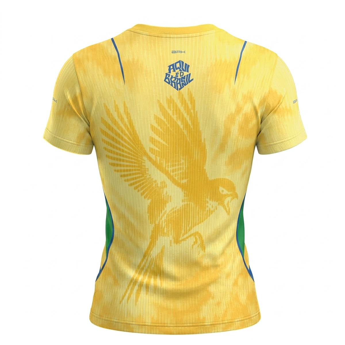 Camisa Casual Feminina Brk Aqui é o Brasil Beija-Flor Sombreado Amarela com Proteção Solar UV50+
