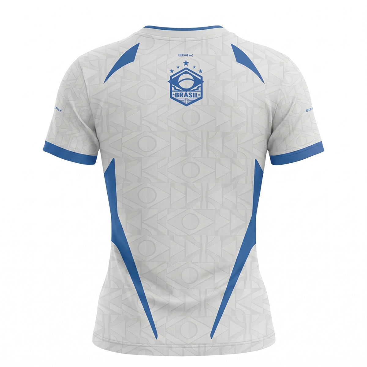 Camisa Casual Feminina Brk Aqui é o Brasil Bandeira Geométrica Branca com Proteção Solar UV50+