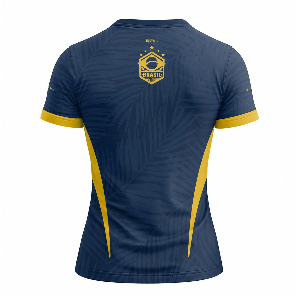 Camisa Casual Feminina Brk Aqui é o Brasil Tropical Azul Marinho com Proteção Solar UV50+