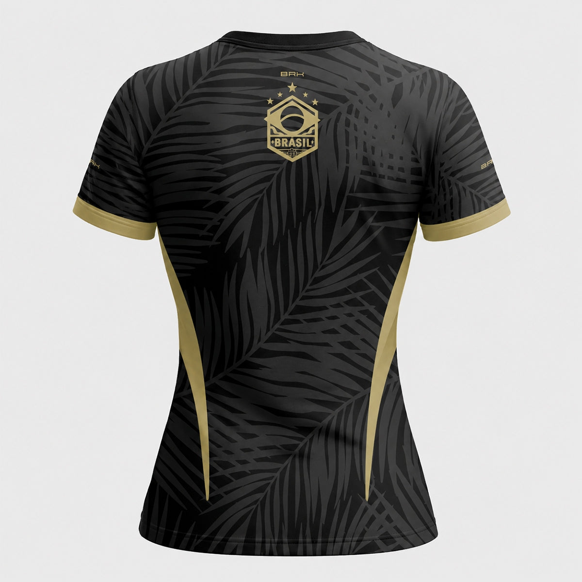 Camisa Casual Feminina Brk Aqui é o Brasil Tropical Preta com Proteção Solar UV50+