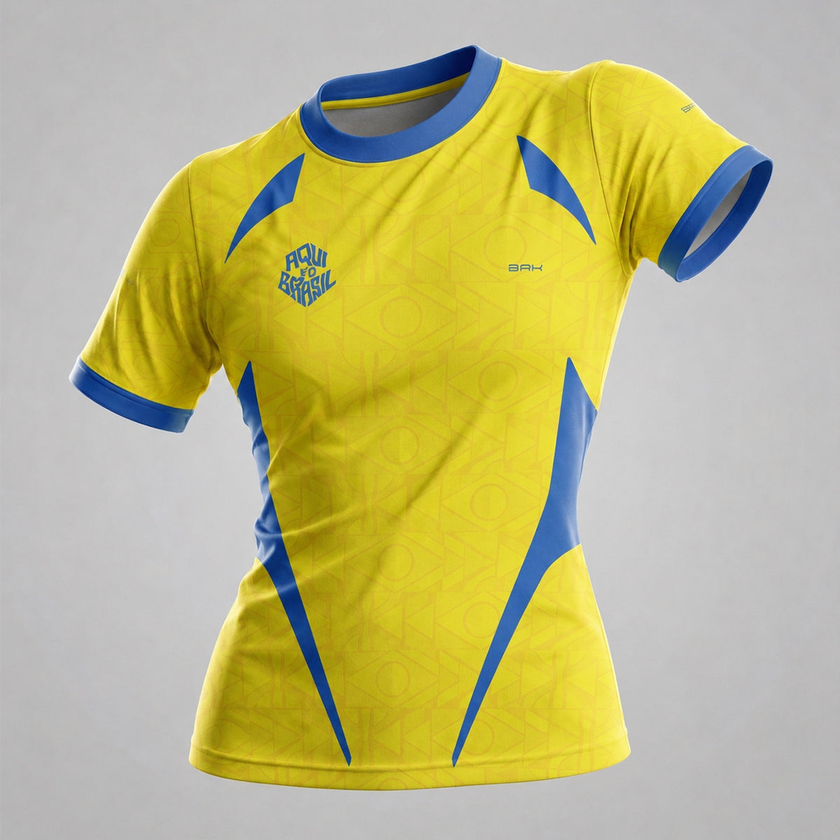 Camisa Casual Feminina Brk Aqui é o Brasil Bandeira Geométrica Amarela com Proteção Solar UV50+