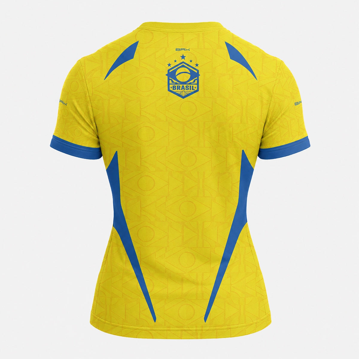 Camisa Casual Feminina Brk Aqui é o Brasil Bandeira Geométrica Amarela com Proteção Solar UV50+