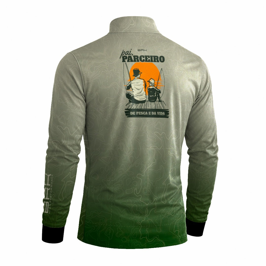 Camisa Brk Dia dos Pais Pai Parceiro de Pesca e da Vida com Proteção Solar UV50+