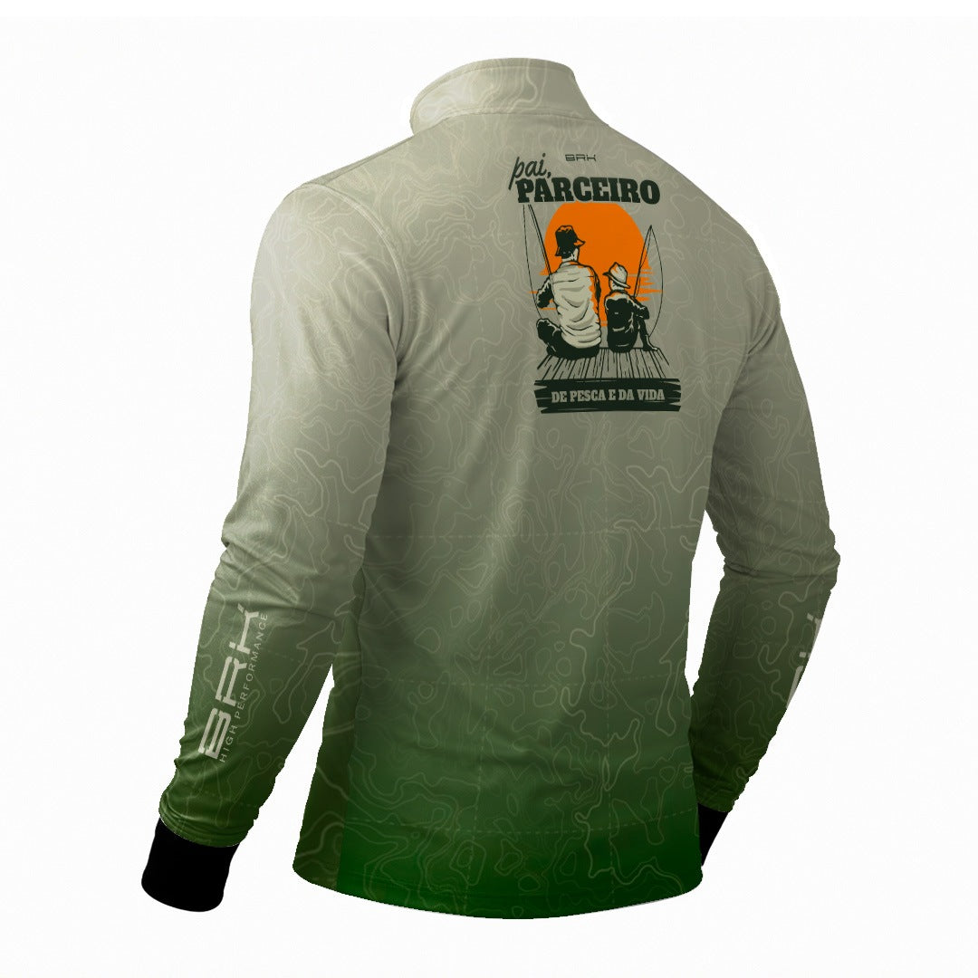 Camisa Brk Dia dos Pais Pai Parceiro de Pesca e da Vida com Proteção Solar UV50+
